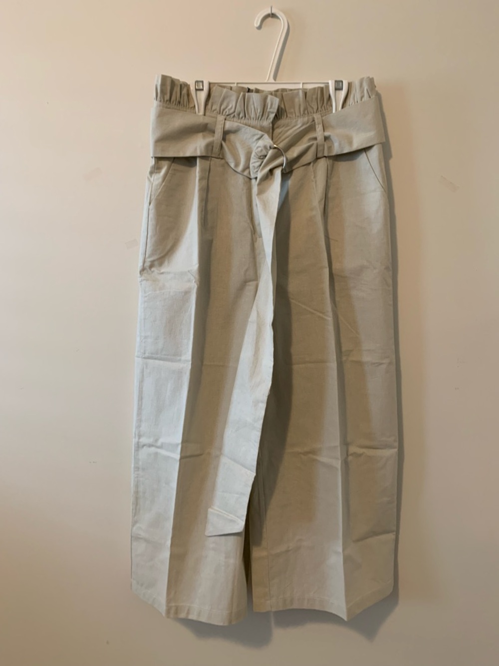 Boohoo Light Beige Paperbag Chinos with Tie Belt